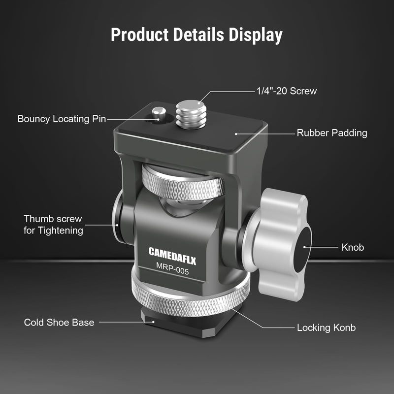 [AUSTRALIA] - Tilt Adjustable Camera Monitor Mount,Swivel Field Monitor Holder with Cold Shoe Mount 1/4"-20 Screw for 5” and 7”Monitor(Grey). Grey 
