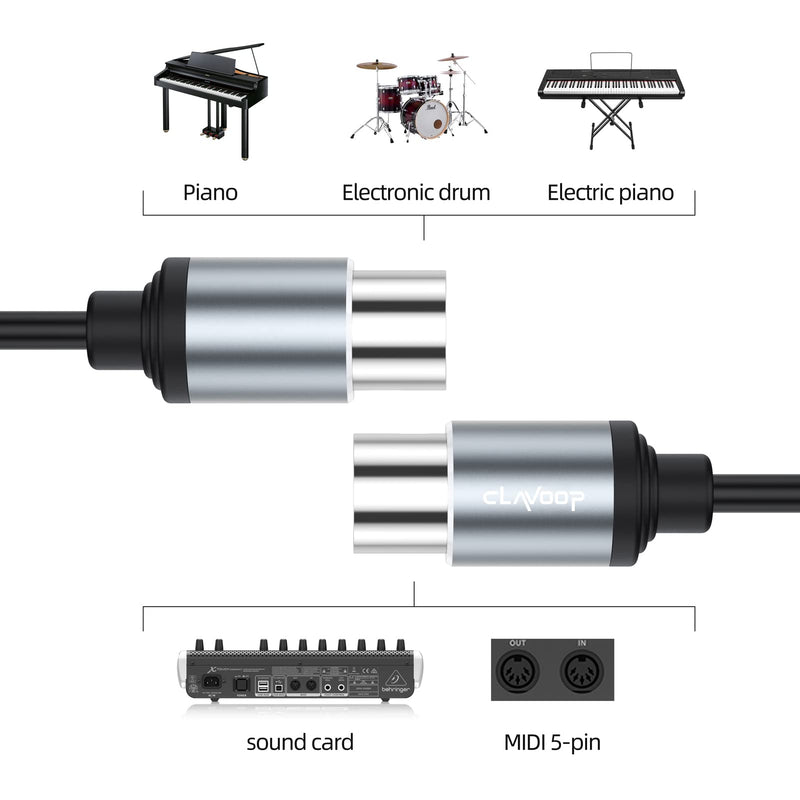 MIDI Cable 3ft, 5 Pin DIN MIDI Cables 3 feet, MIDI Cord Male to Male Compatible with MIDI Keyboard Electronic Piano Electronic Drum Audio Amplifier Multi Effects Synth External Sound Card 1 Pack