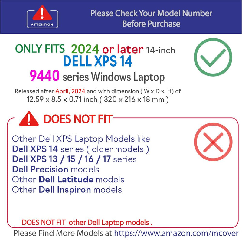 mCover Case ONLY Compatible for 2024 or later 14.5" Dell XPS 14 9440 series non-2-in-1 Traditional Windows Notebook Computers (NOT Fitting Other Dell Models) - Clear