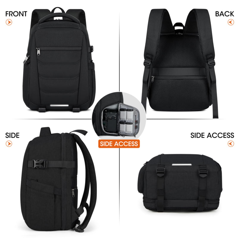 SDYSM Camera Bag Backpack Professional for DSLR SLR Mirrorless Camera Waterproof Laptop Back Pack 14 Inch with Rain Cover Anti Theft Travel Case Large Capacity Photography Backpack Black | 14 Inch Waterproof Camera Laptop Backpack with Rain Cover Anti ...