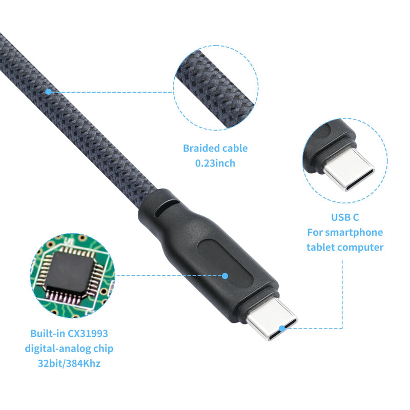 USB C to Dual XLR Male Audio Cable,Upgrade USB C to 2 XLR Male 32Bit/384Khz Stereo Audio Cable,Mobile Phone USB c Connection Active Speaker, Power Amplifier Audio Cable10FT 3M/10FT Upgraded style