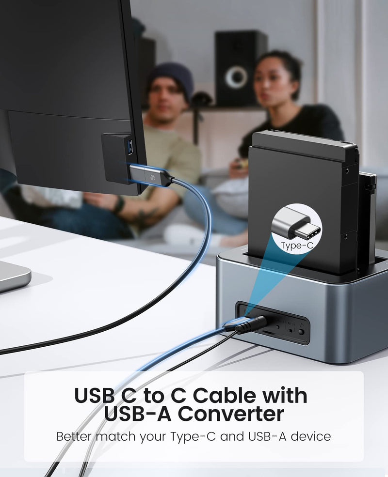 2.5" USB C SATA Hard Dive Enclosure+ 3.5" 2.5" Aluminum Alloy Dual Bay USB C to SATA Hard Drive Dock