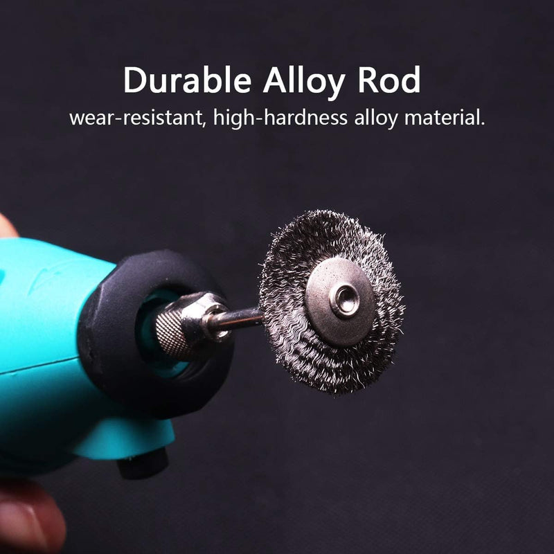ATOPLEE Wire Wheel Brush Set,50pcs 1 inch/25mm Mini Wire Wheel with 3mm Round Shank,Alloy Steel Crimped Wire Brush Wheel for Cleaning Rust,Paint, Stripping and Abrasive,for Drill Attachment 50