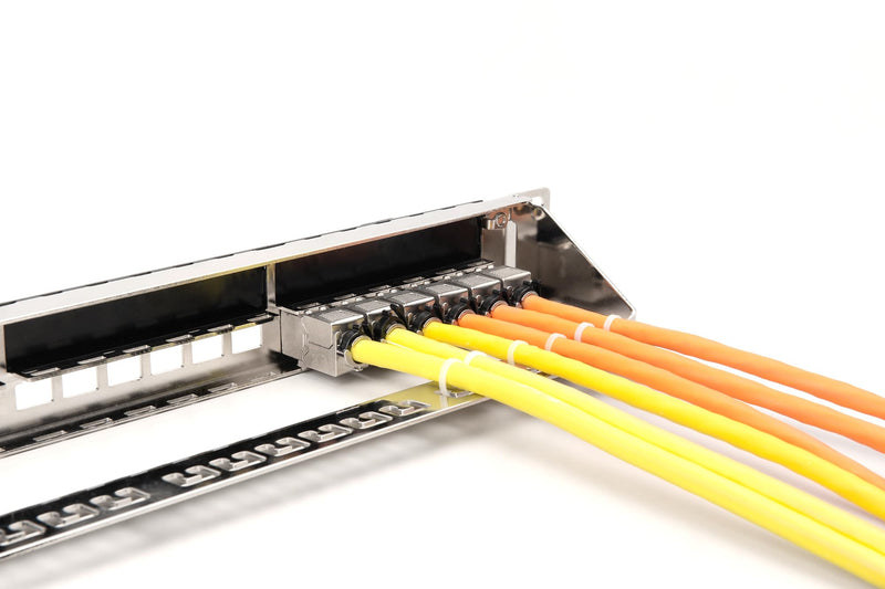 DIGITUS Patch Panel - Modular - For Keystone Modules - 19" - 24-Port - Shielded - Rack Mount 1U - Grey