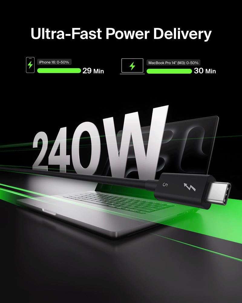 Belkin Thunderbolt 5 Cable 1M | 80Gbps data transfer, high-speed cable, USB4, laptop, MacBook, docking station
