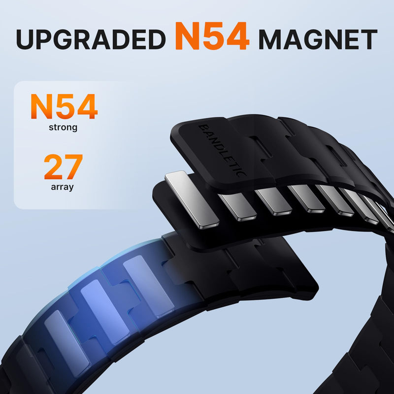 Bandletic Magnetic Watch Band Compatible with Fitbit Charge 6/5 Bands | Magnetic Closure with No Pin, One-handed Snap-on, Skin-friendly All-day Wear at Work or Gym, for Charge 6/5 Fitness Tracker Black