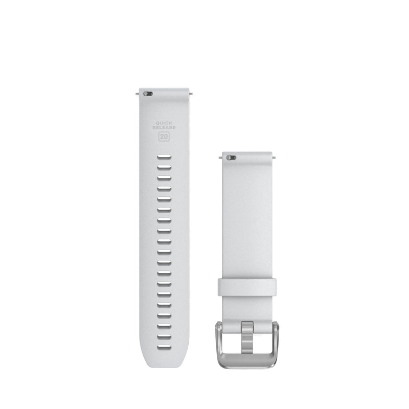 Garmin Quick Release 20 Watch Band, White Silicone with Polished Silver Hardware, (010-13114-01)
