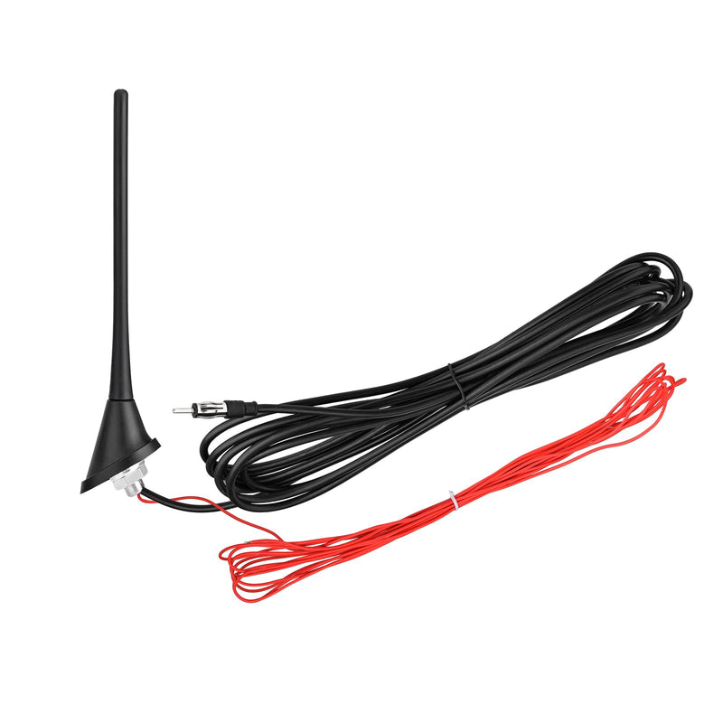 [AUSTRALIA] - Eightwood Car Stereo FM AM Radio Antenna, Universal Roof Mount Amplified Antenna with 12V Power Wire DIN Plug Connector for Vehicle Car Truck SUV Radio Stereo Receiver Media Head Unit amplified antenna with 16ft cable 