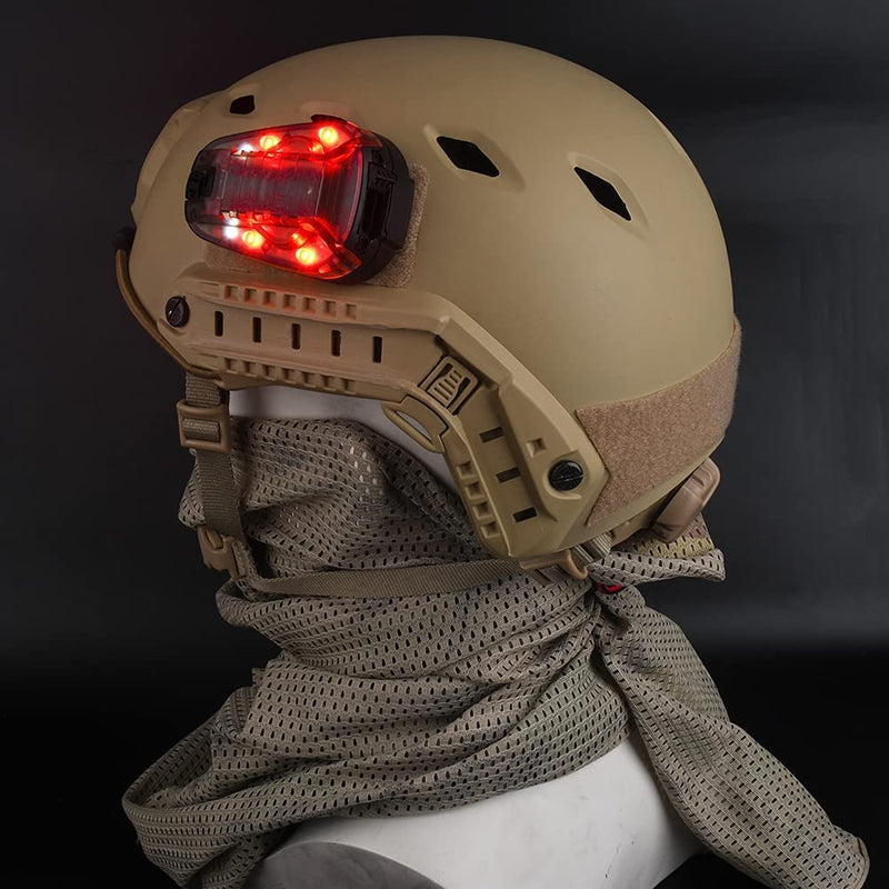 [AUSTRALIA] - NOBUHIRO Tactical Helmet Signal Light Optional 4 Modes with Visible LED + IR Constant-on/Strobe, Waterproof Ladybird Survival Identification Lamp for Outdoor Sports BK-RED 