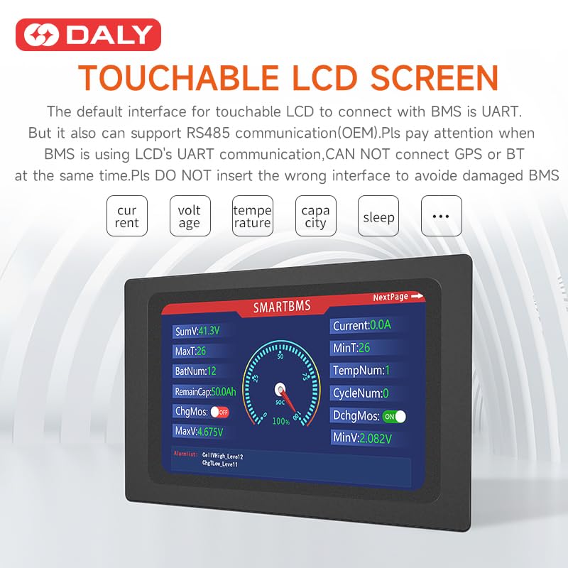 DALY Smart BMS Accessory 4.3" Touch Screen 4.3 inch touch display
