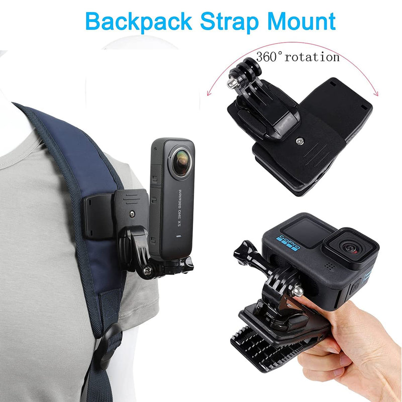 Accessories Kit for Insta360 One X4/X3/X2/X, One R, X and GoPro Hero 9,New Quick Release Head Strap Mount + Chest Mount Harness + Backpack Clip Holder + 360°Rotating Wrist Strap