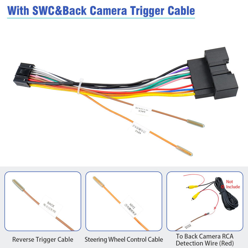 24Pin Radio Wiring Harness Compatible with Ford F150/250/350/450/550 Explorer Fusion Focus Mustang Transit Fiesta, 16Pin Car Stereo Wire Adapter+Butt Connector