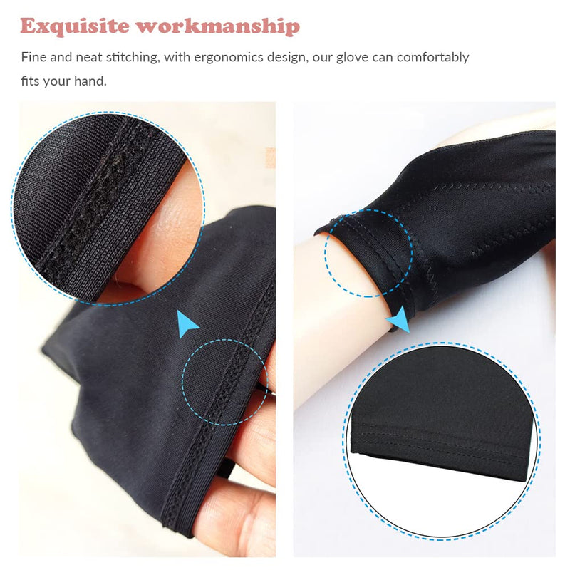 Drawing Glove, 3-Layer Palm Rejection Digital Art Glove for Graphic Tablet, Artist Gloves with Two Fingers for iPad, Paper Sketching, Smudge Guard (2 PCS, Lager)