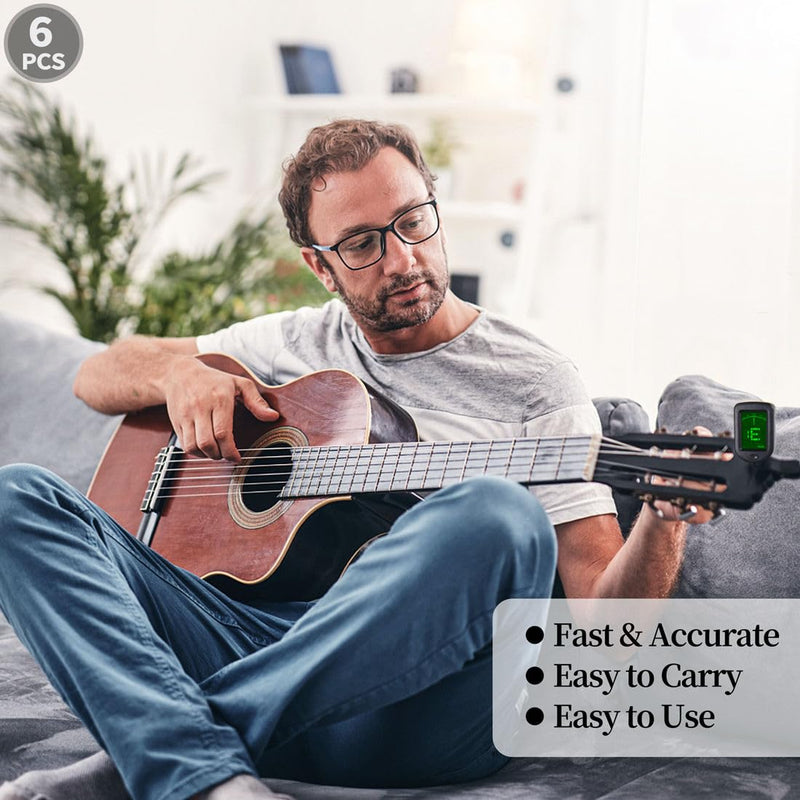 Guitar Tuner Clip On Ukulele Tuner 6 Pack for Guitar Bass Ukulele Violin Banjo Tuner