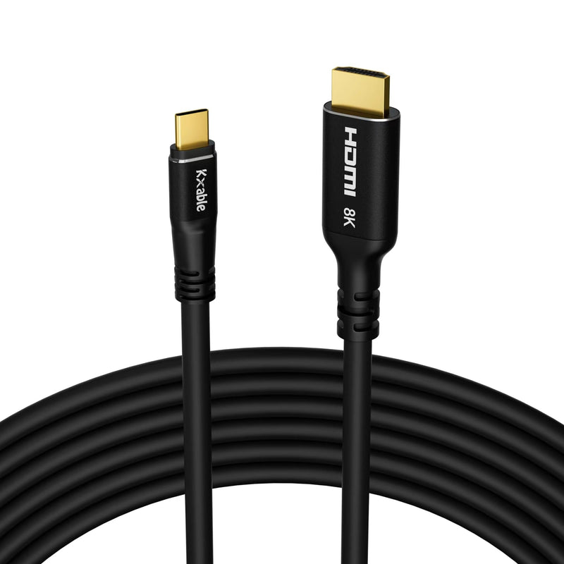 8K USB C to HDMI 2.1 Cable 30 FT, (8K@60Hz,4K@120Hz, HDR), Thunderbolt 3/4 Compatible, for iPhone 15 Series, MacBook Pro/Air, iPad Pro, Galaxy S23, Note 20, Surface, Dell, HP, with 2 HDMI Adapters 30FT