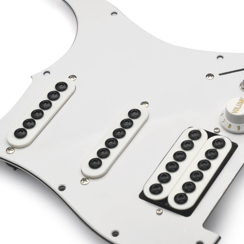 SAPHUE SSH-Coil Splitting Electric Guitar ST Style Loaded Pickguard with On/On Coil Spliting Switch Loaded Prewired Scratchplate (White) White