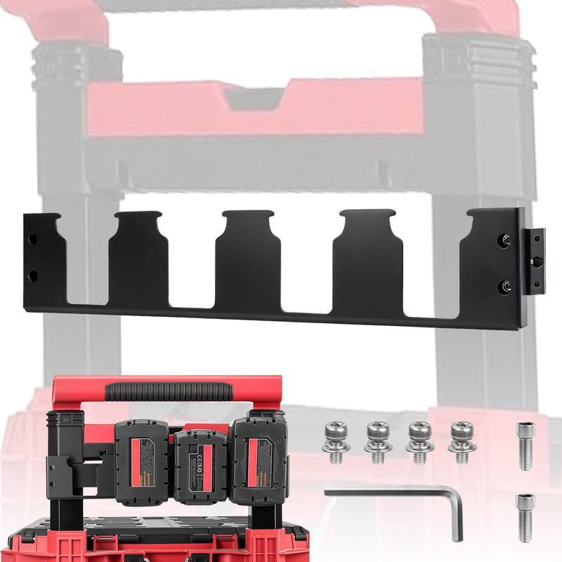 Milwaukee Packout M18 Battery Holder – 4-Slot Side-Mount Storage Compatible with Milwaukee M18 Battery，Tool-Free Installation
