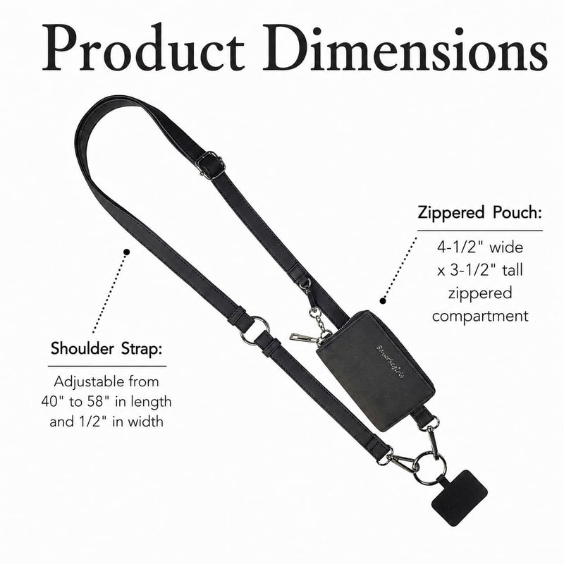 Save the Girls Clip and Go Brushed Vegan Phone Lanyard - Crossbody Phone Case with Pouch, Adjustable and Removable Strap Denim