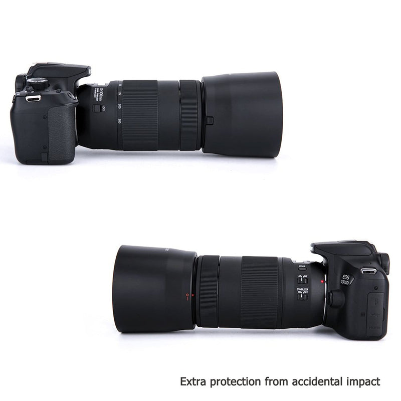 JJC Dedicated Lens Hood Shade Protector for Canon RF 100-400mm F5.6-8 is USM & EF 70-300mm f/4-5.6 is II USM Lens Replaces Canon ET-74B Lens Hood Reversible/Bayonet/with Button to Lock or Release Canon ET-74B Replacement