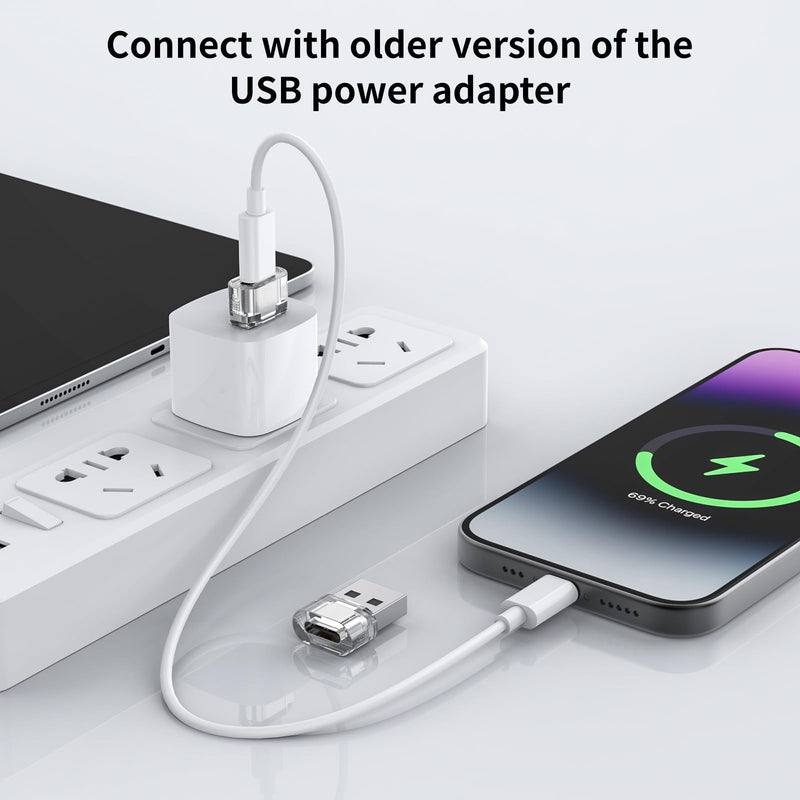[AUSTRALIA] - USB to USB Clear Adapter 5 Pack,USB C Female to A Male Charger Converter Compatible with Apple Watch Ultra iWatch 8 7,iPhone15 14 13 Pro Max Plus,iPad 9 10 Air 5 Mini 6,Car Ect. 5 pack-Clear 