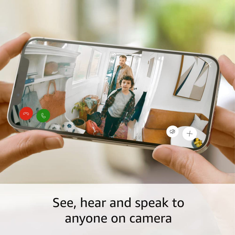 Like-New Ring Indoor Cam, Home or business security in 1080p HD video, White 1 Camera Device only