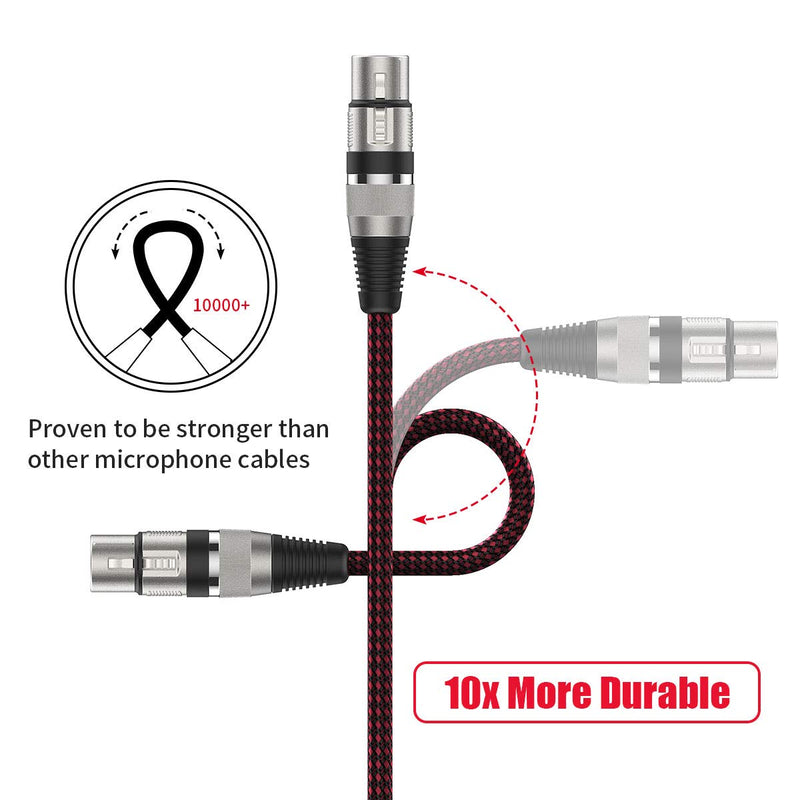 BIFALE XLR Female to 1/4 TS Cable 10ft 2Pack, Nylon Braided Microphone Cable TS 6.35mm Mono Jack Unbalanced Microphone Cable Heavy Duty Mic Cable TS to XLR Female-10FT-2Pack