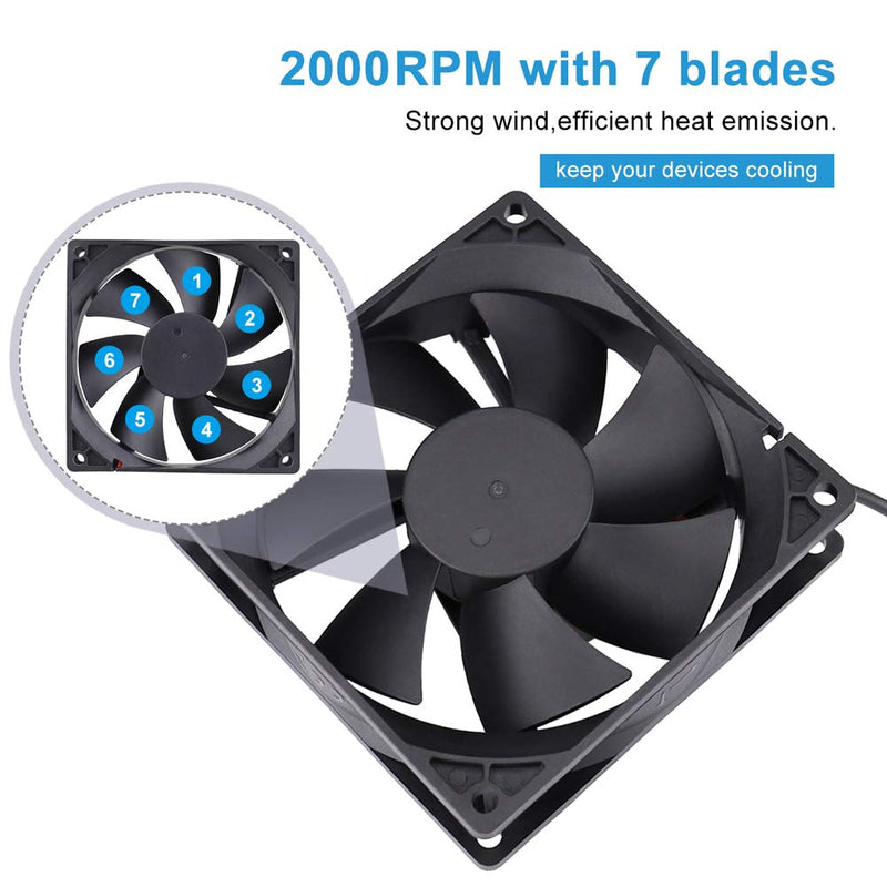 2 Packs Wathai 92mm x 25mm 90mm 5V USB Fan for Receiver AV cabint Game Console PC Laptop TV Box Projector Router Cooling