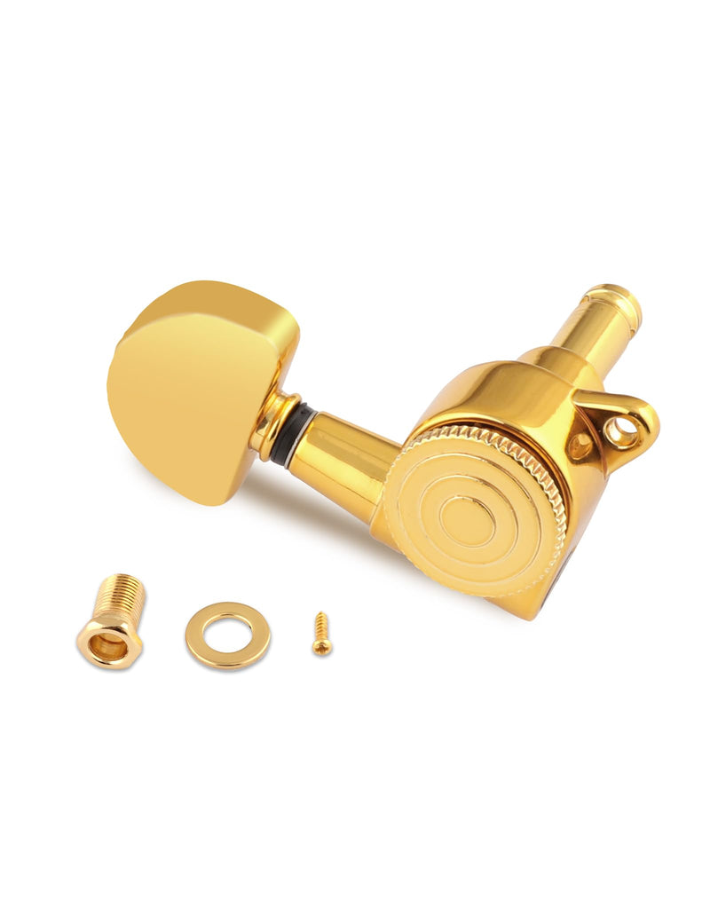 [AUSTRALIA] - Rubatone Locking Guitar String Tuning Pegs Sealed Machine Heads Tuners Tuning Keys 6 In Line for Right Handed Electric Guitar or Acoustic Guitar Half Round Head Gold. 