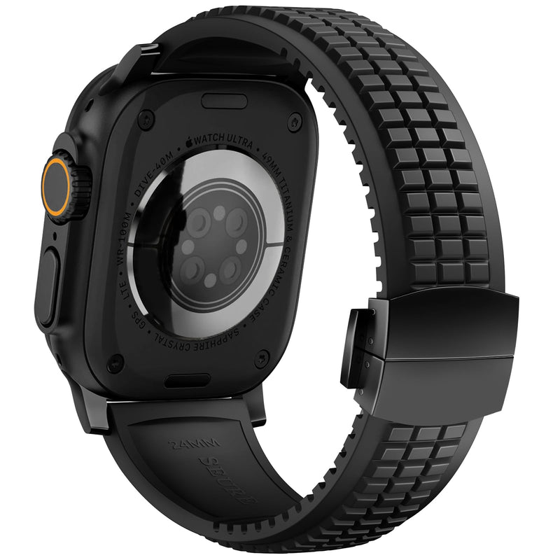 Luxury Rugged Silicone Strap Compatible with Apple Watch Ultra 3 2 Bands for Men 49mm 46mm 45mm 44mm,FKM Rubber Band with Metal Connector for iWatch Series 11 10 9 8 7 6 5 4 3 2 1 SE