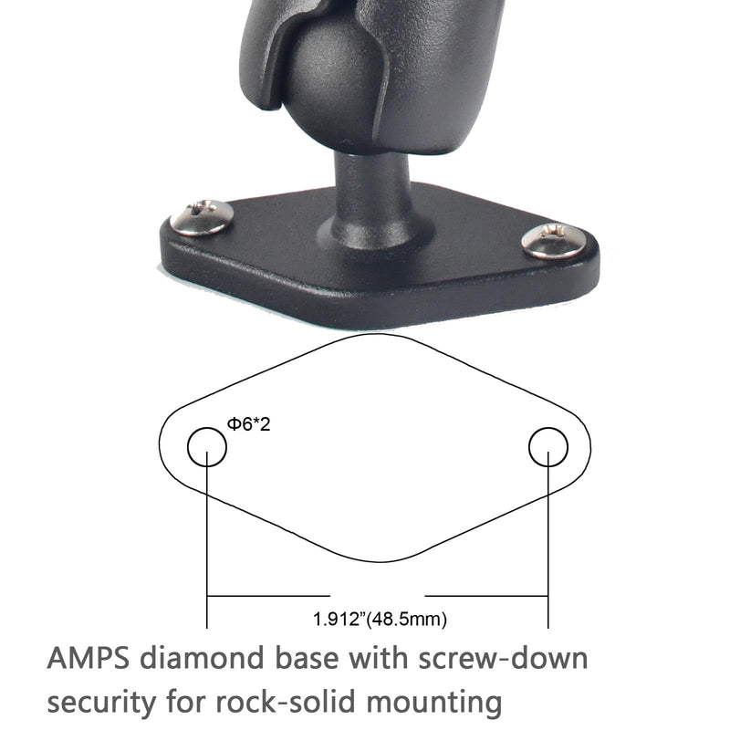 VAUBORTTI 1" Ball Phone Mount – Aluminum Alloy Arm & Base, Double Ball Joint, 360° Adjustable, Screw-Mounted Base, Fits RAM B Size System – Universal Holder for Car, Truck, Van, Desk, Wall, Dashboard