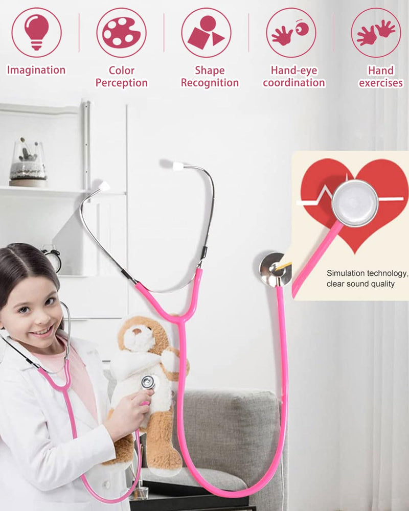TPZORJX 1 x Toy Stethoscope, Metal Stethoscope, Children, Stethoscope, Children's Stethoscope, Analogue Stethoscope, Metal Stethoscope, Children's Toy Stethoscope, Functional Stethoscope Toy
