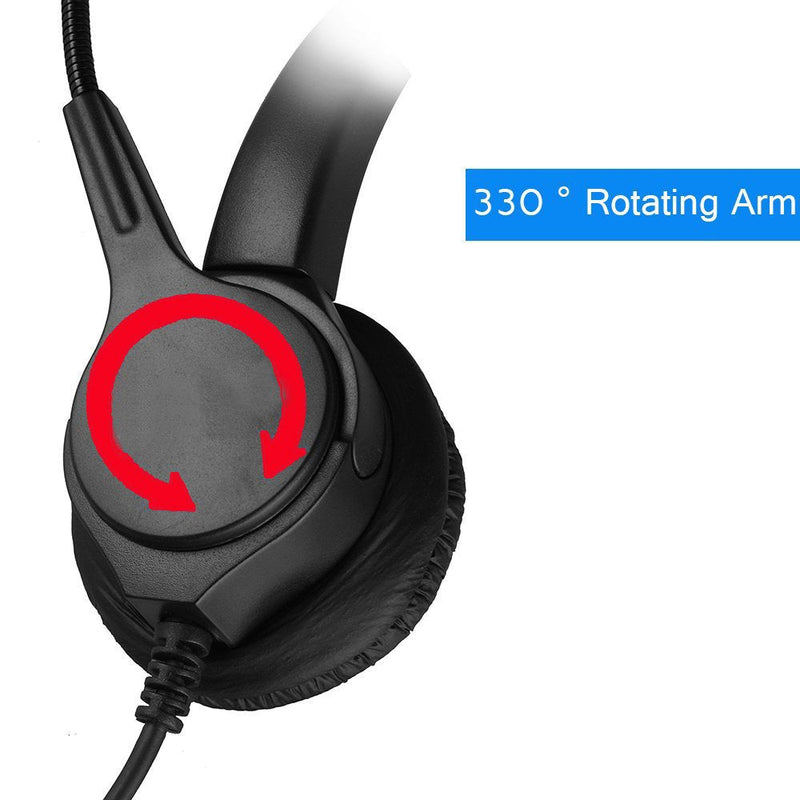 TelPal Corded Hands-Free Call Center Noise Cancelling Binaural USB Headset Headphones with Mic/Microphone - Cord with USB Plug, Volume Control- for Computer/PC/Laptop Use Only UH500D