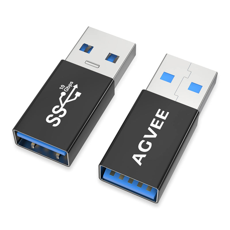 AGVEE [4 Pack] USB-A 3.0 Female to USB-A 3.0 Male Adapter, USB 3.0 Converter Coupler Extension Extender Connector, Black