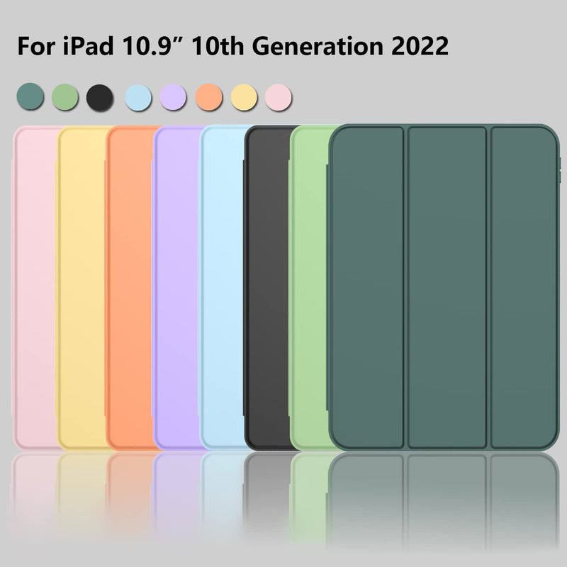 ZryXal New iPad 10th Generation Case 10.9 Inch 2022 with Pencil Holder, Smart iPad Case with Soft TPU Back [Support Auto Wake/Sleep] (New Midnight Green) New Midnight Green