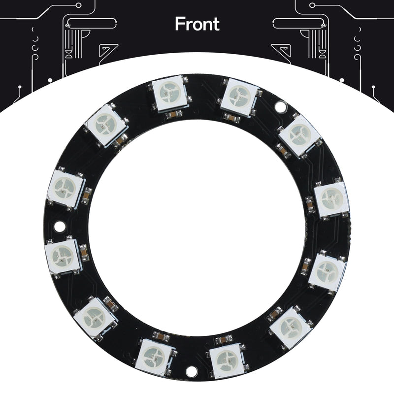CUQI WS2812 RGB LED Ring 12 Bit Individually Addressable WS2812 LED 50 mm Diameter for Arduino, Raspberry Pi, DIY Projects 12-Bit Black
