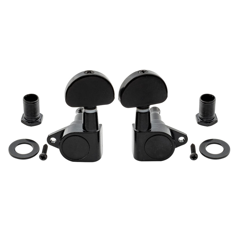 Musiclily 3+3 Epi Style Sealed Guitar Tuners String Tuning Pegs Keys Machine Heads Set for Les Paul Epiphone Electric Guitar, Half Moon Button Black Epi Half Moon Black