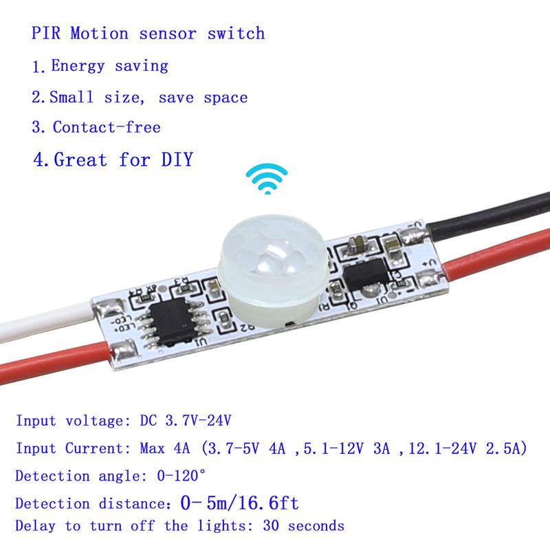 [AUSTRALIA] - Motion Sensor Switch, DC 3.7v to 24V 4A PIR Motion Sensor for LED Lights, Mini Infrared Sensor Switch That can be Built into The Light bar or Box (3 Pieces 1037）, 3pieces 1037 