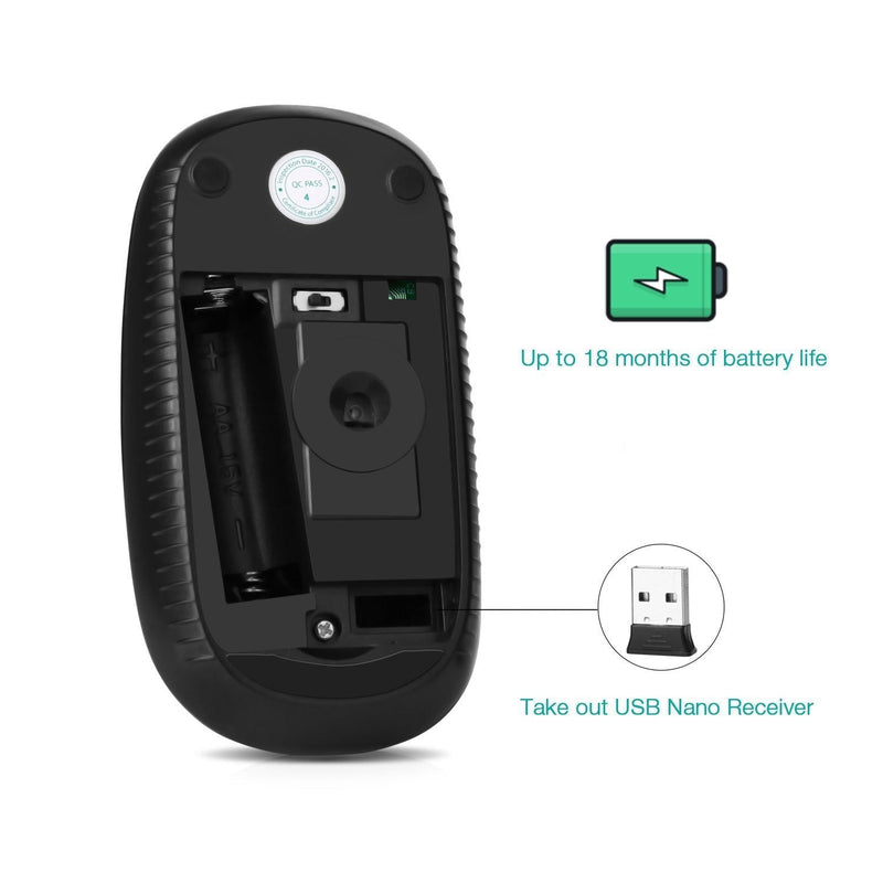 Wireless Mouse, Vssoplor 2.4G Slim Portable Computer Mice with Nano Receiver for Notebook, PC, Laptop, Computer (Black) Black