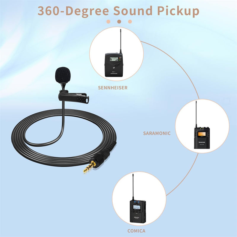 4 FT 3.5mm TRS Mini Lavalier Lapel Microphone for Sennheiser, for Saramonic, for Comica, for Boya Wireless System Transmitter, Omnidirectional Condenser Mic – 1/8" Male Screw Lock Plug for Sennheiser for Saramonic for Boya...