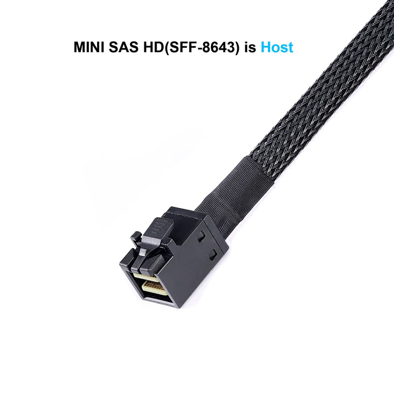 Mini-SAS to SAS-Cable: 0.5M SFF-8643 to SAS SFF-8643 to SFF-8482 Connector 4X SAS SFF-8482 with SATA Power Adapter Cable (1.6FT) 1.6FT 1Pack