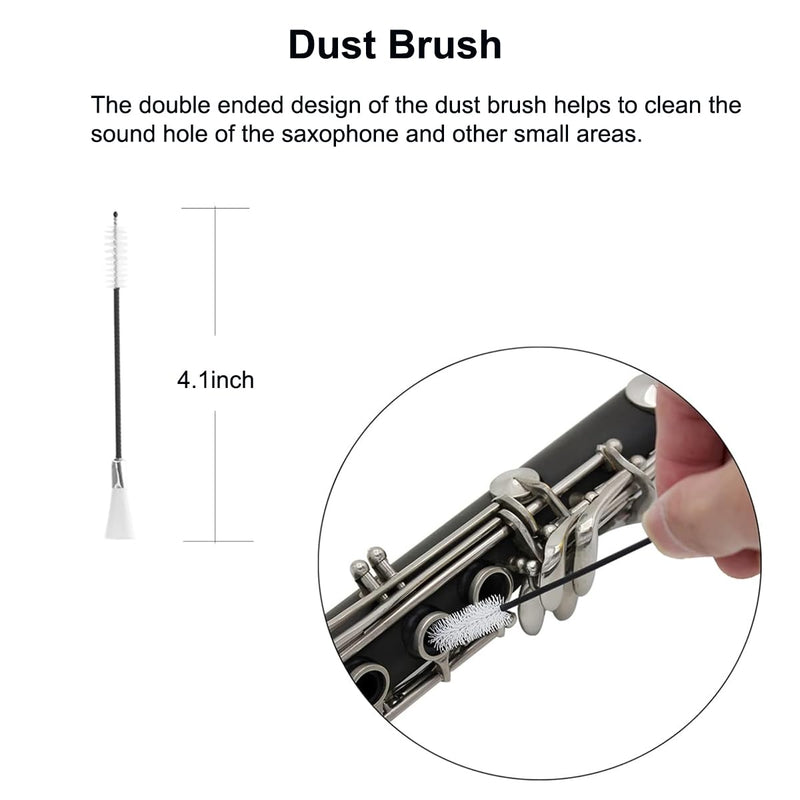 Saxophone Cleaning Cloth, Alto Saxophone Cleaning Kit with Saxophone Cleaning Cloth, Sax Neck Cleaning Swab, Mouthpiece Brush, Dusting Brush for Flute and Woodwind Instruments Yellow