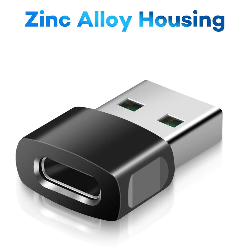 USB-C Female to USB Male Adapter 3-Pack,Zinc Alloy Type-C to USB Charger Connector for iPhone 12 13 Pro Max SE,Airpods,iPad Air 5 4 4th/Mini 6 6th/8 9 Generation,Samsung Galaxy S20 S21 Note 20 A71 A72 Black