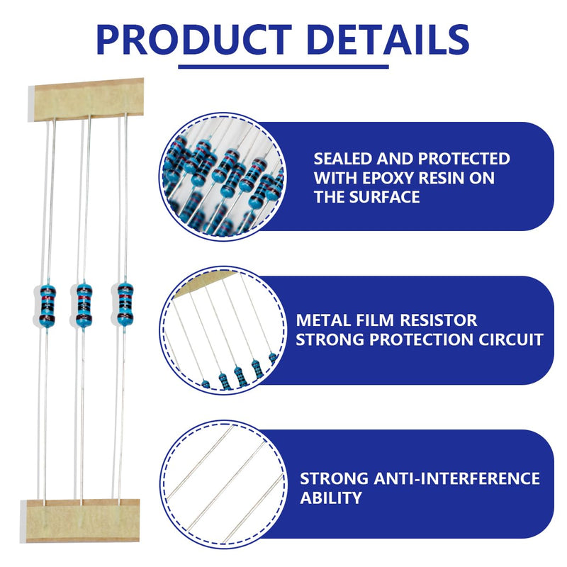 Innfeeltech 1/4 W 1% Tolerance 120 Ohm Metal Film Resistor for DIY Project and Experiments, 100 Pieces 1/4W 120Ω