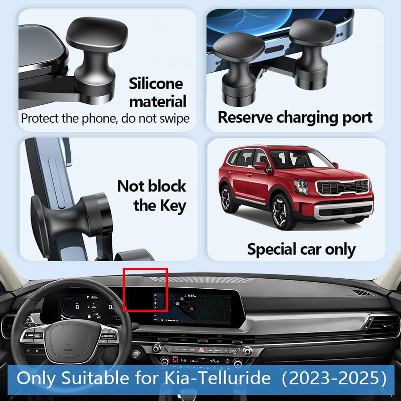 Car Phone Holder Mount for Kia Telluride 2023 2024 2025 2026 Auto Accessories Interior Decoration Mobile Cell Smartphone Bracket
