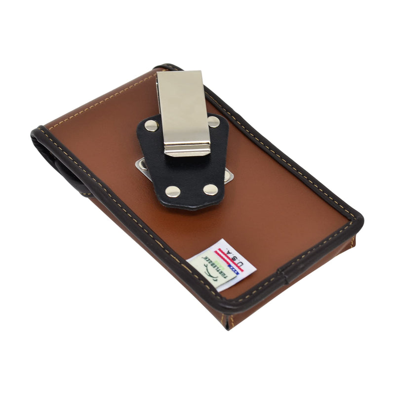 Turtleback Brown Belt Case for iPhone 16 Pro, 16e, 15 Pro, 14 Pro, 13 - Small – Fits Slim Thin Style Cases, Vertical Holster Leather Pouch with Heavy Duty Rotating Belt Clip, Vertical - Leather w/ Metal Clip