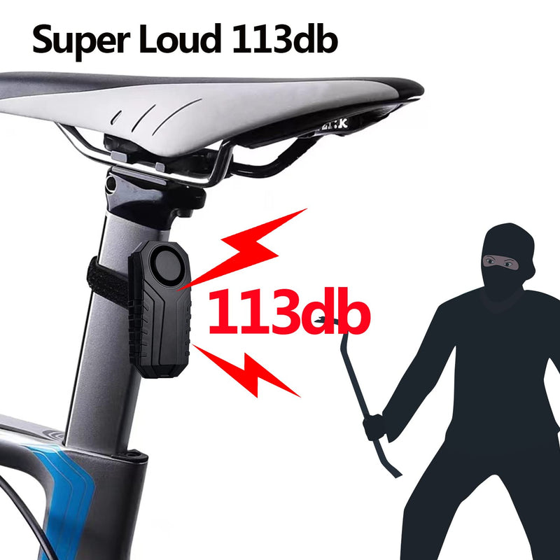 Upgraded Bike Alarm Waterproof with Remote, Vibration Motorcycle Bicycle/Door Burglar Alarm,eBike Anti Theft 113dB Loud, Adjustable Sensitivity, Scooter Accessories Vibration Sensors