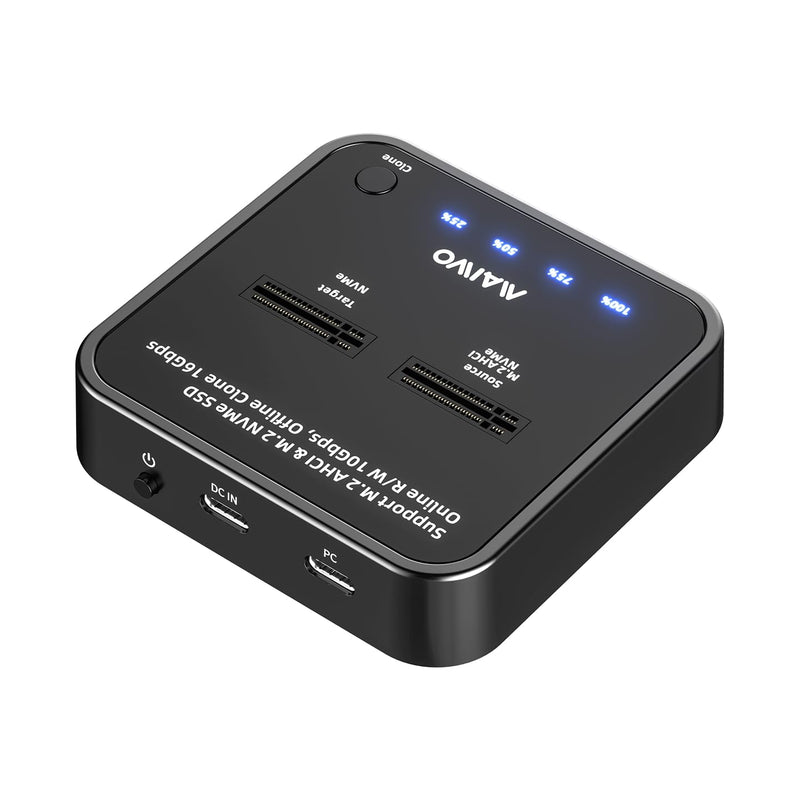 MAIWO M.2 NVMe SSD Cloner Duplicator, USB3.2 Gen2 16Gbps Clone Speed, Dual Bay Hard Drive Docking Station Reader Copier for PCIe NVMe M-Key SSD with UASP, 5V 3A Power, Access Two SSDs Simultaneously
