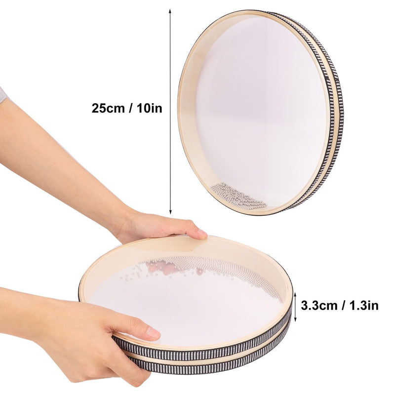 2 PCS Wave Bead Ocean Drum, 10 Inch Percussion Wave Drum, Authentic Sea Sound Drum, Shell Ocean Sound Drum for Sound Healing, Home Supplies