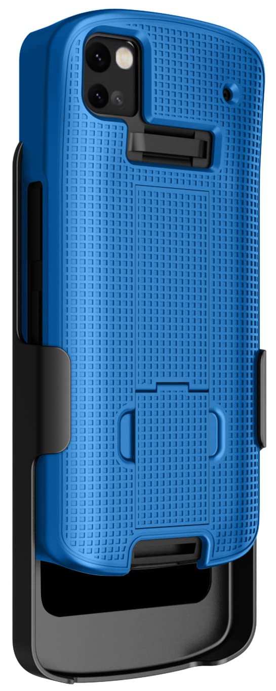 [AUSTRALIA] - Case with Clip for Zebra TC53 TC58 Mobile Computer Scanner, Nakedcellphone Slim Hard Shell Cover with Kickstand and [Rotating/Ratchet] Belt Hip Holster Combo - Cobalt Blue 