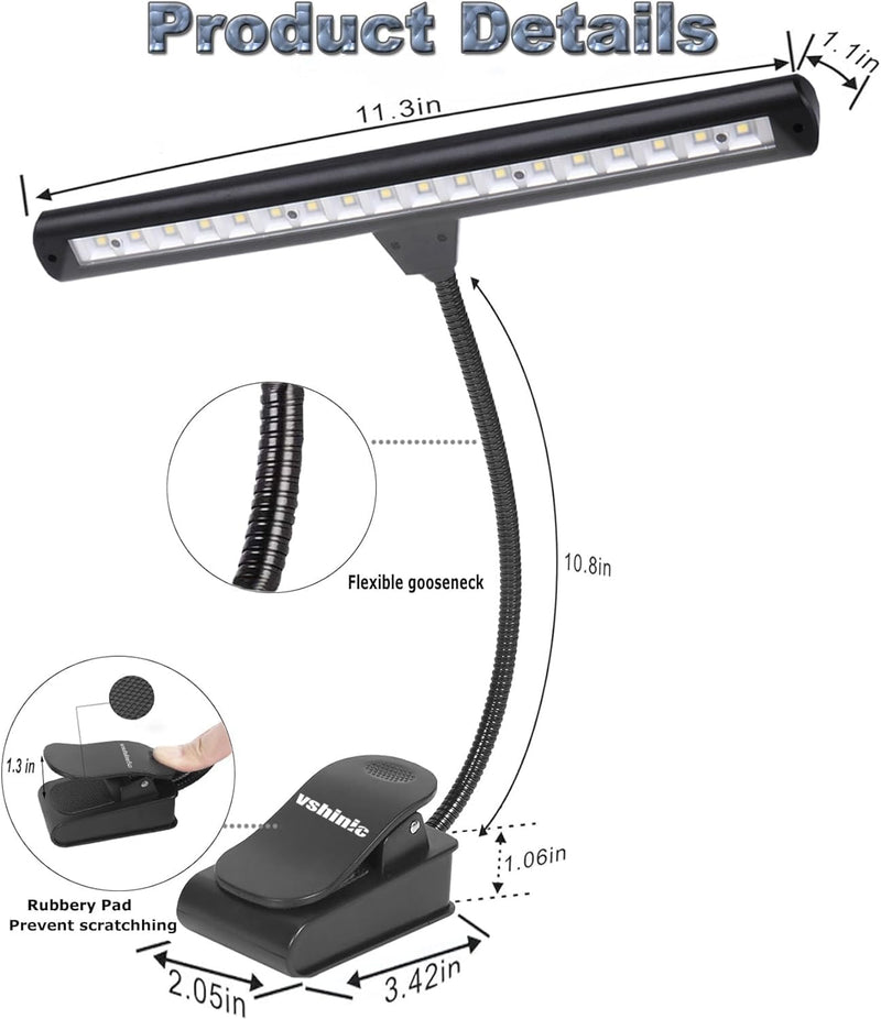 [AUSTRALIA] - Music Stand Light,Clip On Piano Lights 18 LED Orchestra Light Clip On Reading Light,Fully Adjustable No Flicker for Piano,Book Reading, DJ, Craft Work (Powered by AC Adapter AAABatteries) 